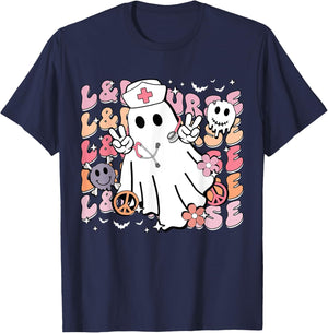 Groovy Labor & Delivery Funny Halloween Costume L&D Nurse T-Shirt - T-Shirt | Navy