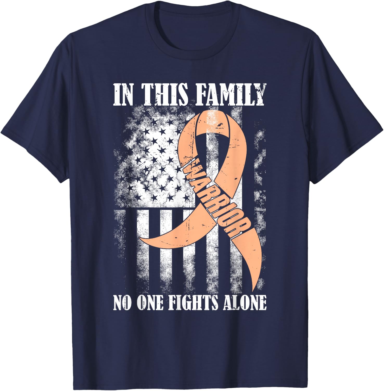 In This Family No One Fight Alone Uterine Cancer Awareness T-Shirt - T-Shirt | Navy