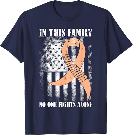 In This Family No One Fight Alone Uterine Cancer Awareness T-Shirt - T-Shirt | Navy