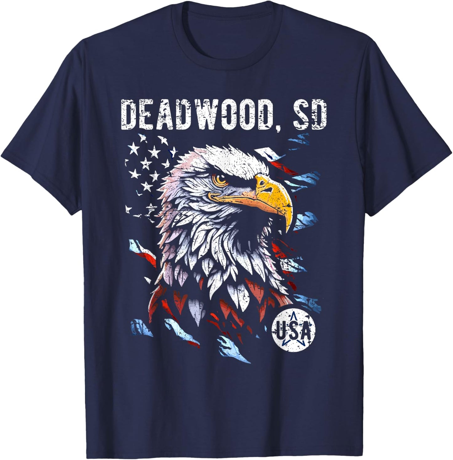 Deadwood SD Patriotic Eagle USA Flag Vintage Style Design Kids Men T-Shirt - T-Shirt | Navy