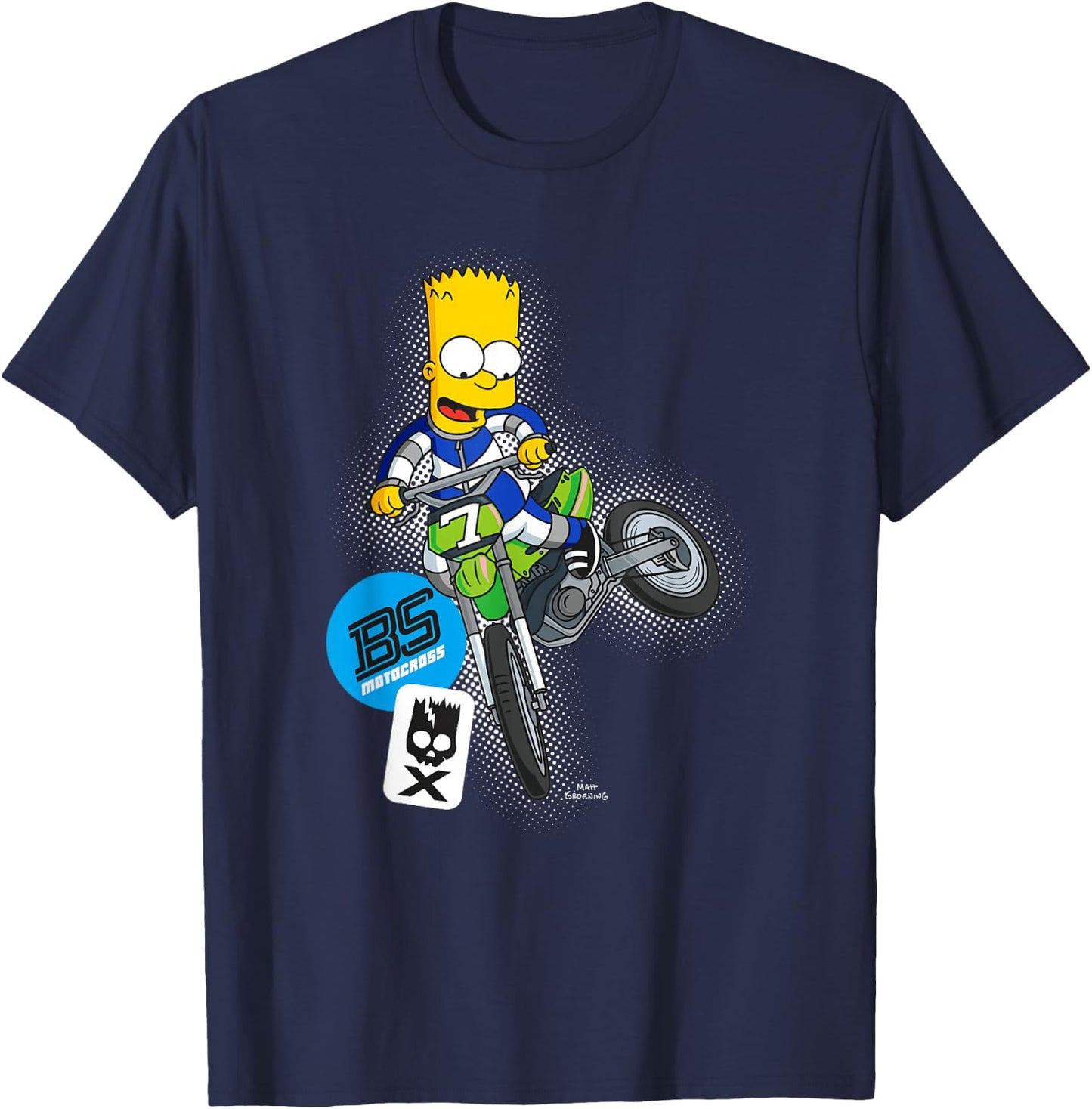 The Simpsons Bart Simpson BMX Motocross Racing T-Shirt - T-Shirt | Navy