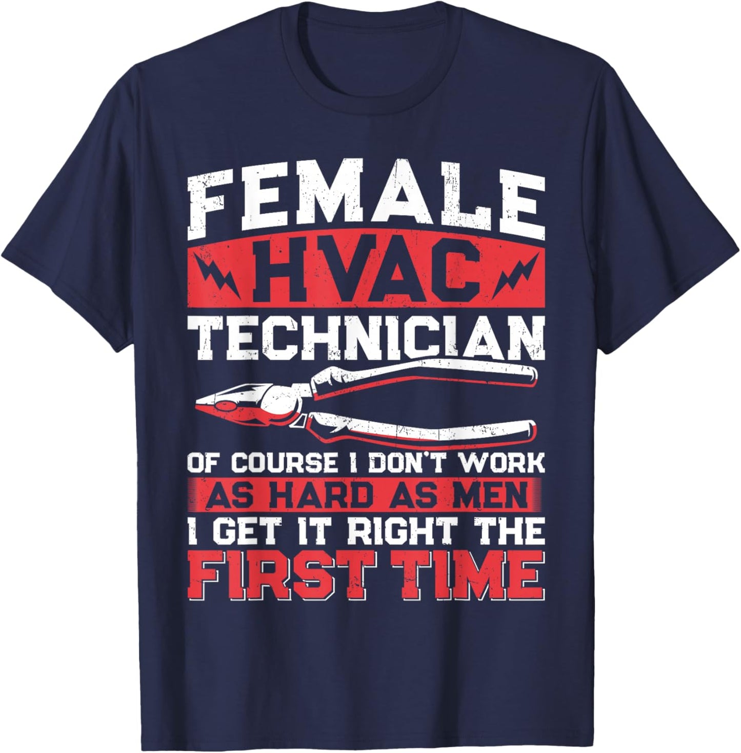 HVAC Technician Tech Female Girl Vintage Female Hvac T-Shirt - T-Shirt | Navy