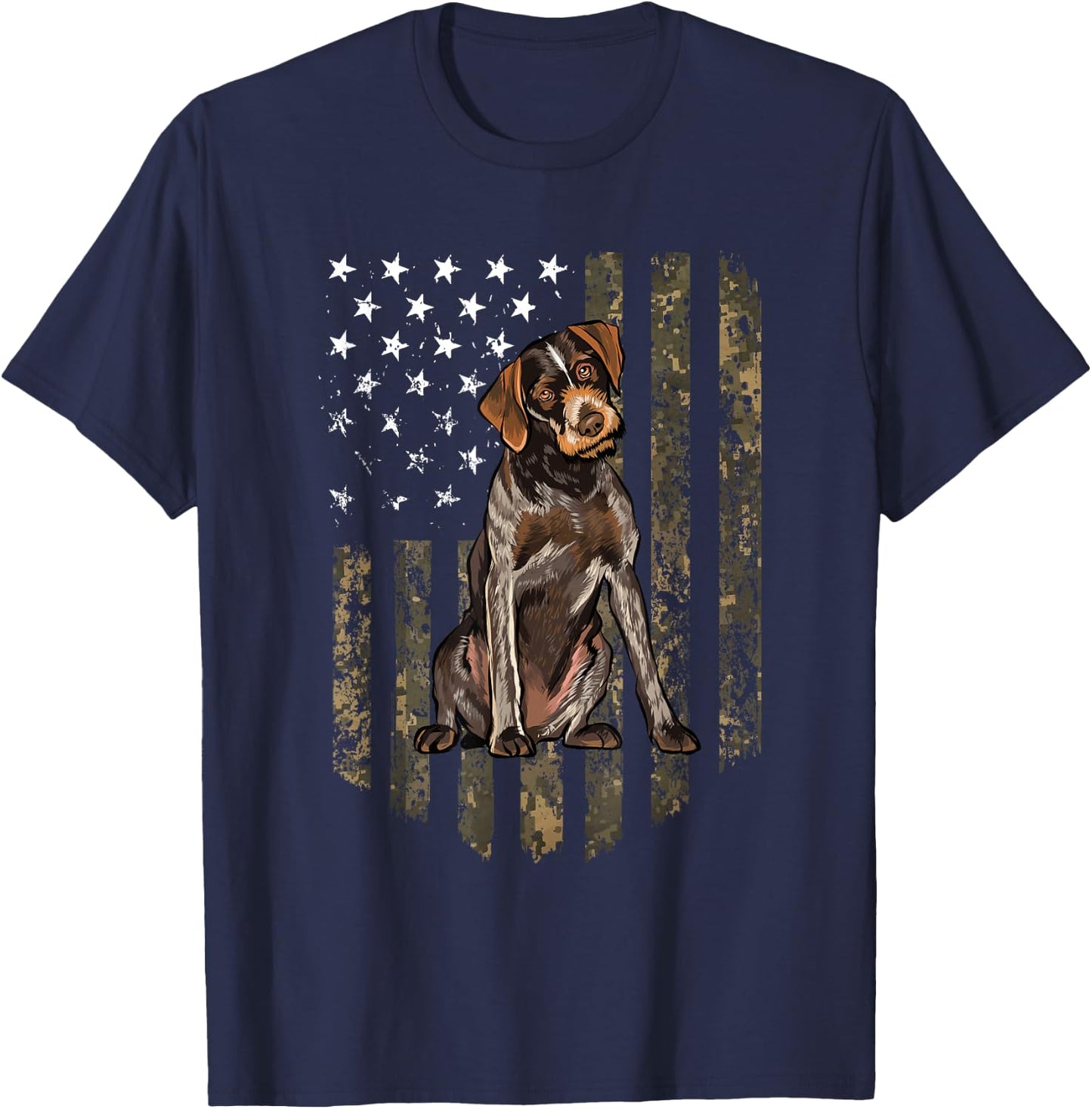 German Wire Hair Camouflage Colour T-Shirt - T-Shirt | Navy