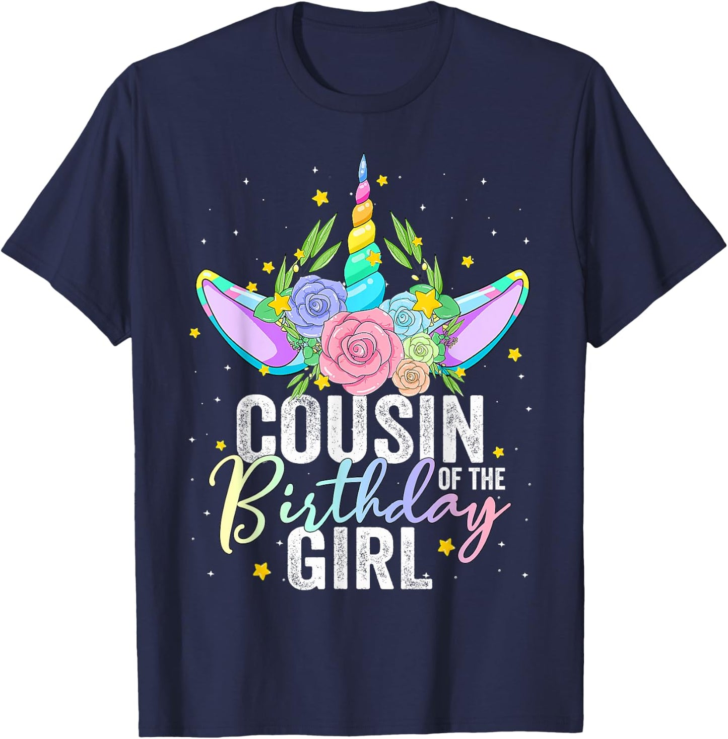 Cousin Of The Birthday Girl Gift Unicorn Birthday T-Shirt - T-Shirt | Navy