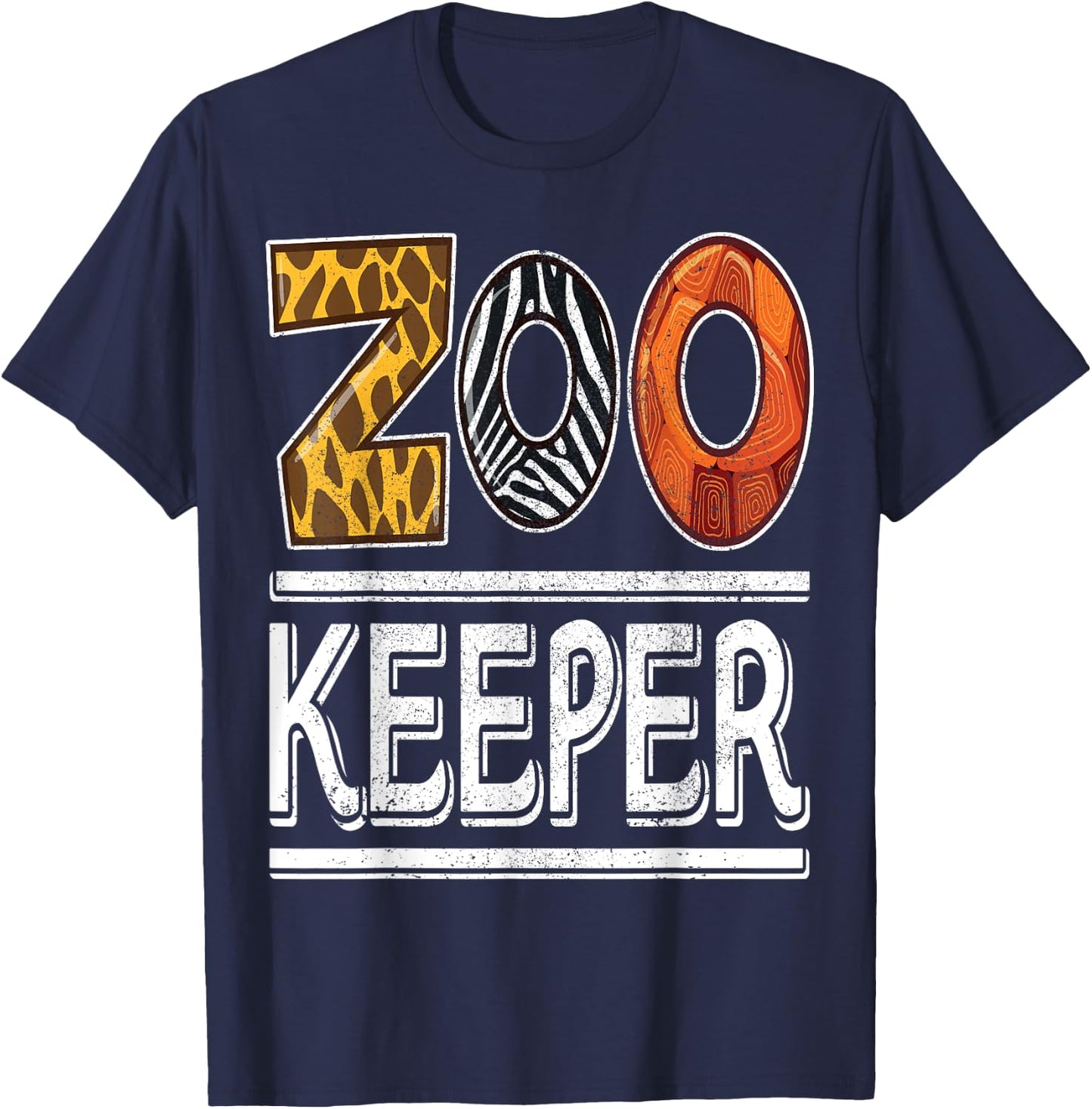 Zookeeper Safari Costume Adult Kids Animal Print Zoo Keeper T-Shirt - T-Shirt | Navy
