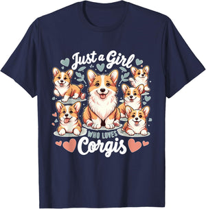 Just a Girl who Loves Corgis T-Shirt - T-Shirt | Navy