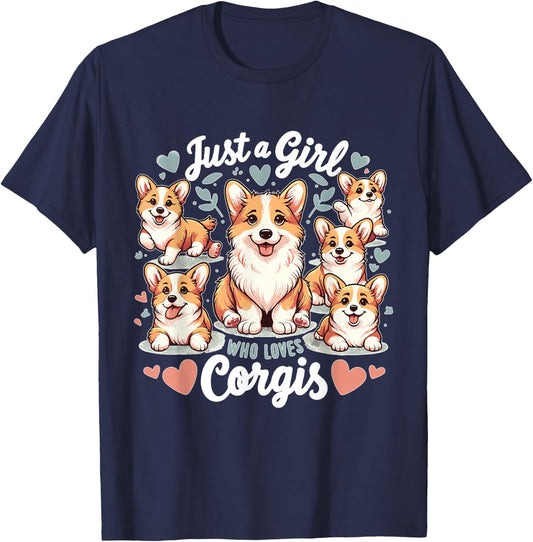 Just a Girl who Loves Corgis T-Shirt - T-Shirt | Navy
