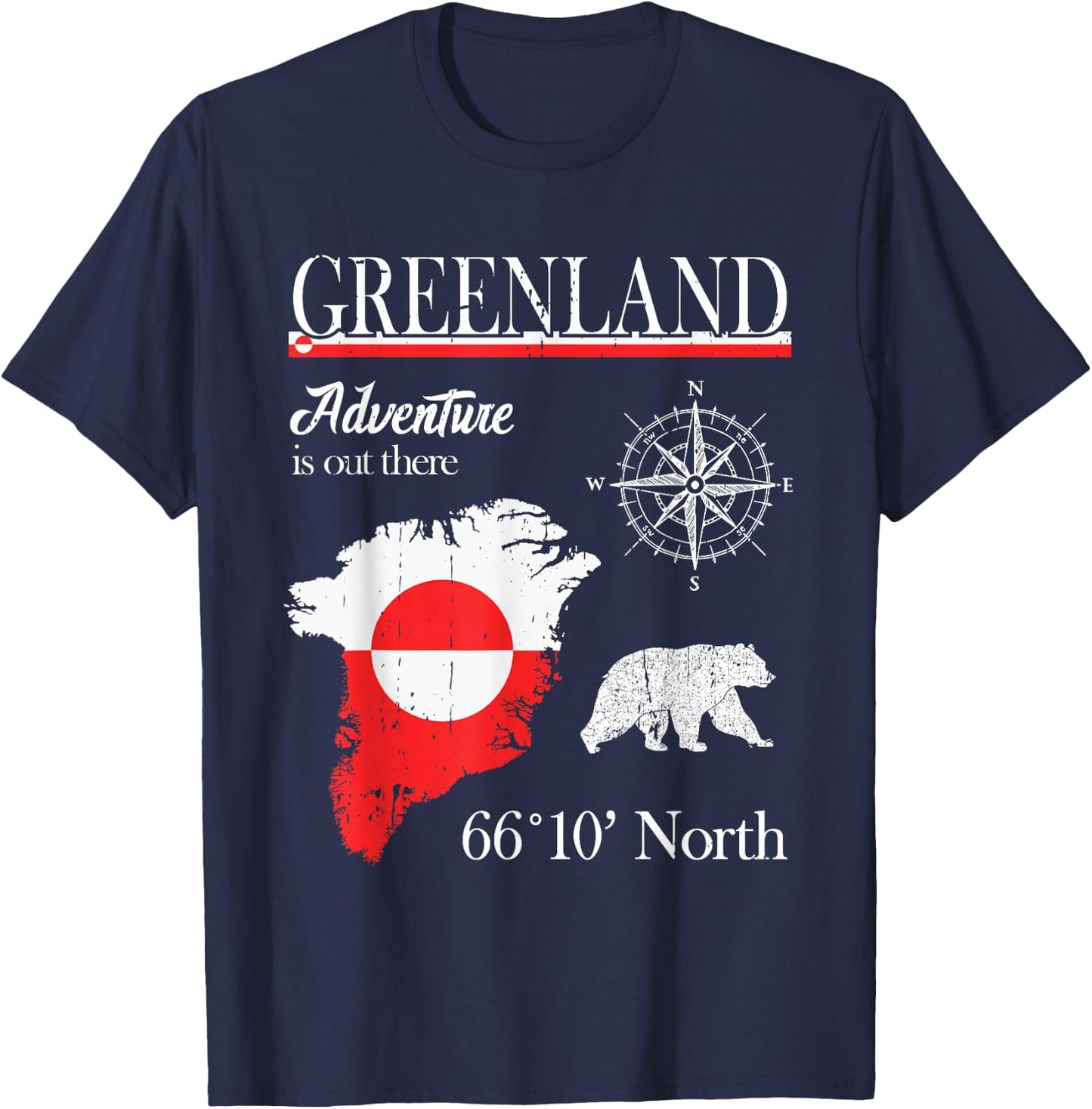 Greenland - Adventure Is Out There - Greenland Flag T-Shirt - T-Shirt | Navy