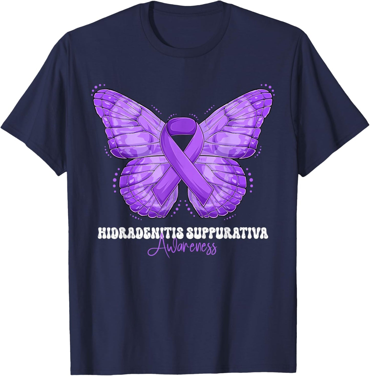 Hidradenitis Suppurativa Awareness Month Purple Ribbon T-Shirt - T-Shirt | Navy