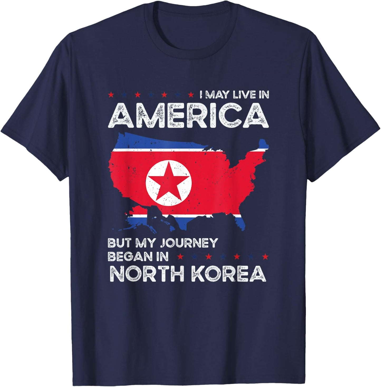 North Korean American USA Patriot Grown North Korea US Flag T-Shirt - T-Shirt | Navy