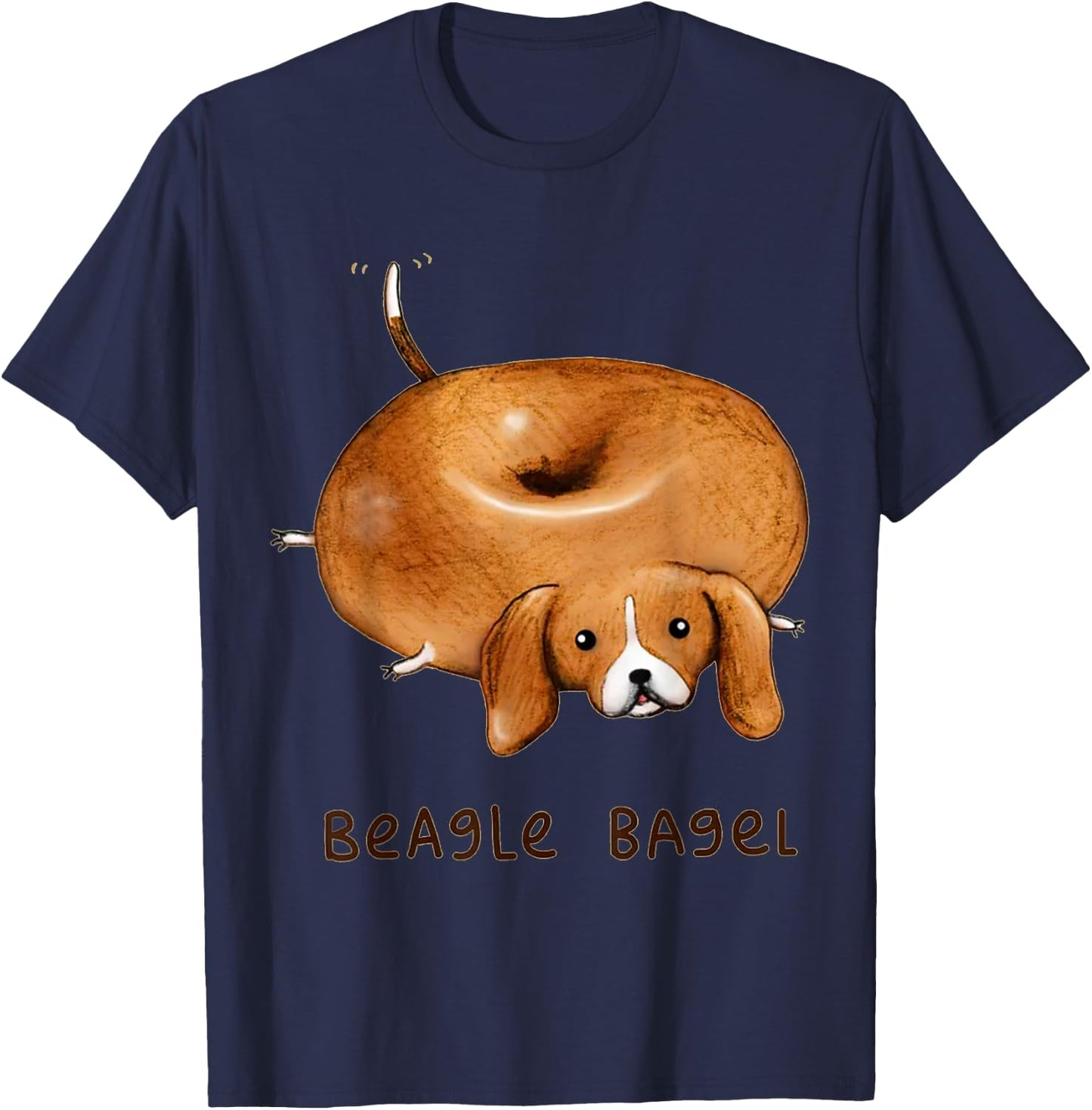Beagle Bagel - Funny Cute Dog Women Kids T-Shirt - T-Shirt | Navy
