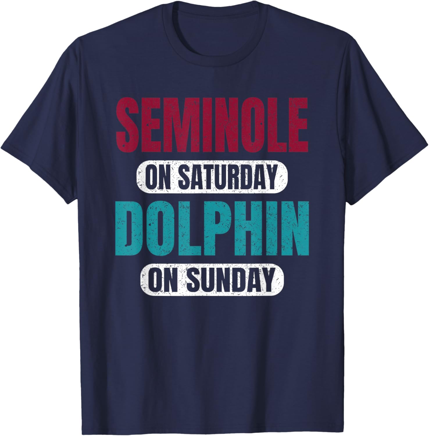 Seminole On Saturday Dolphin On Sunday Sports Fans Vintage T-Shirt - T-Shirt | Navy