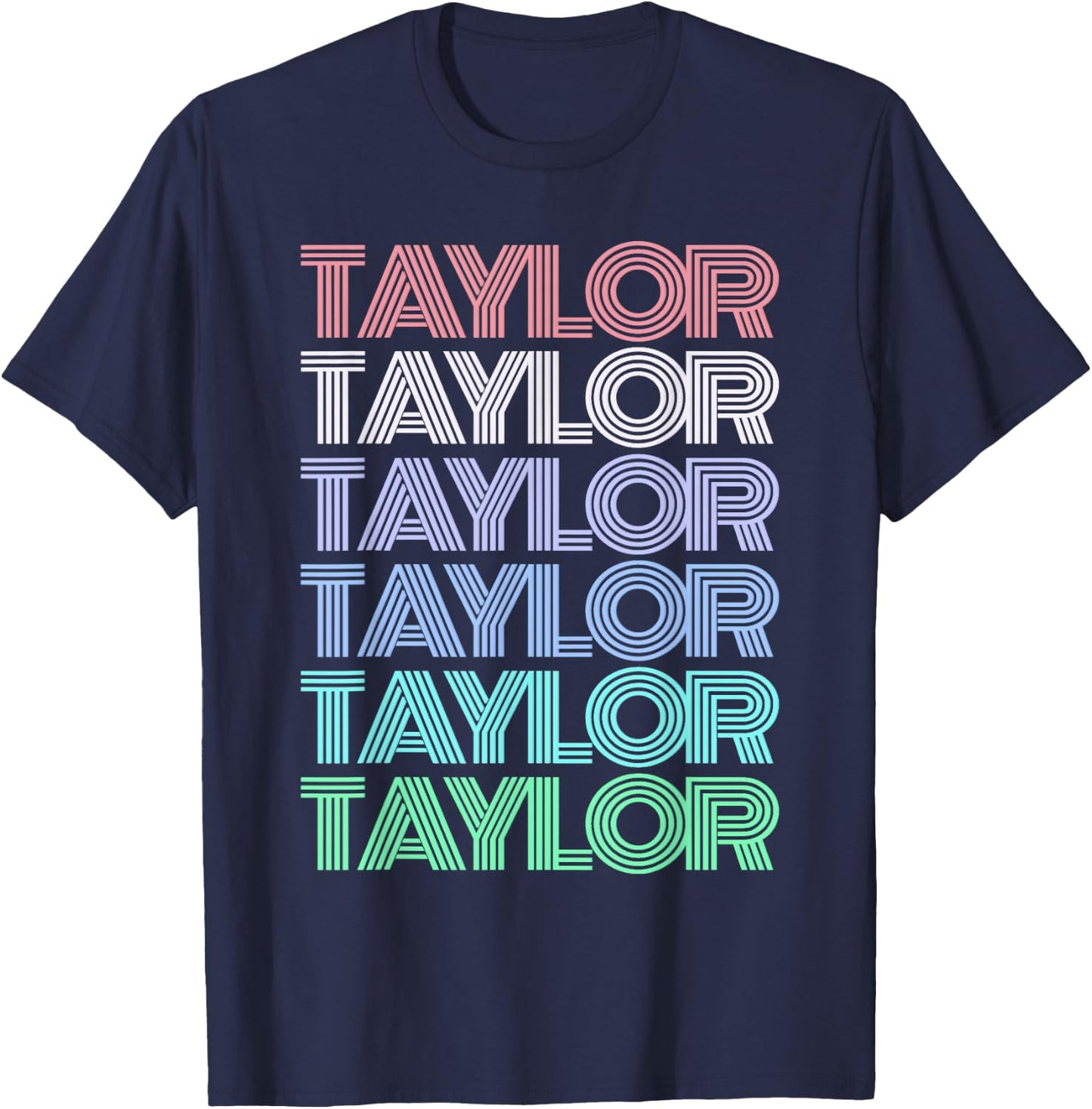 Retro TAYLOR First Name Personalized Girl Boy Groovy Bday T-Shirt - T-Shirt | Navy