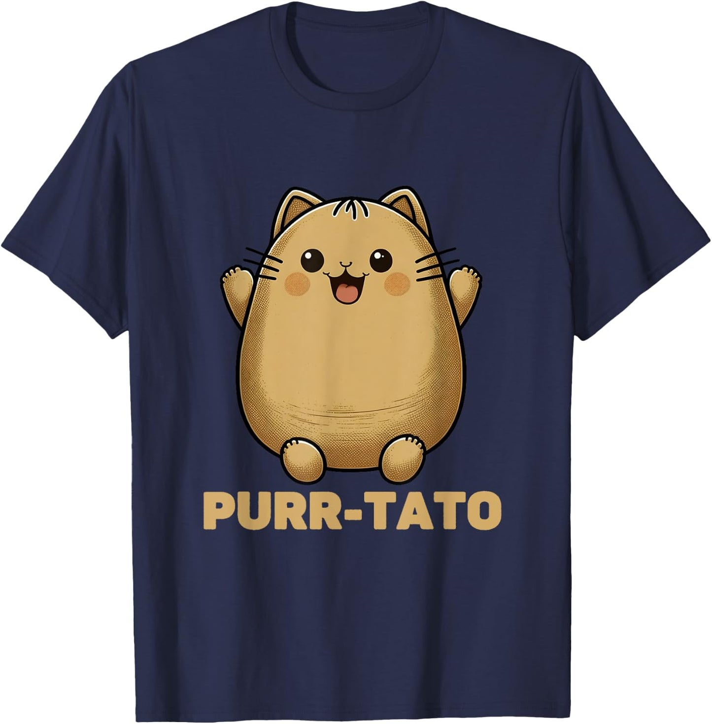 Cute Purr-Tato Potato Cat Lover Potato Lover Men Women Girls Kids T-Shirt - T-Shirt | Navy
