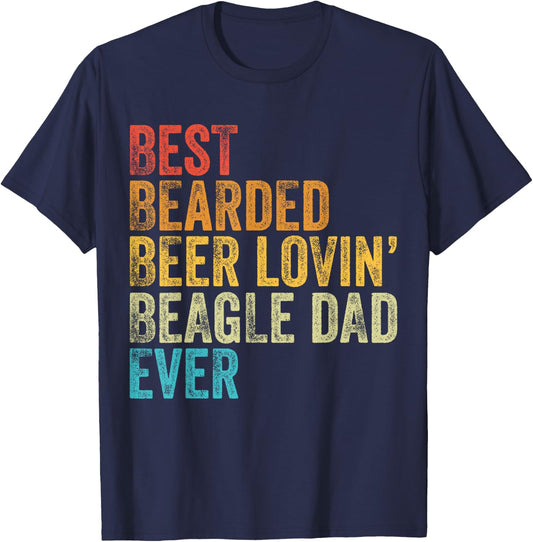 Best Bearded Beer Lovin Beagle Dad Pet Lover Dog Owner Retro Men T-Shirt - T-Shirt | Navy