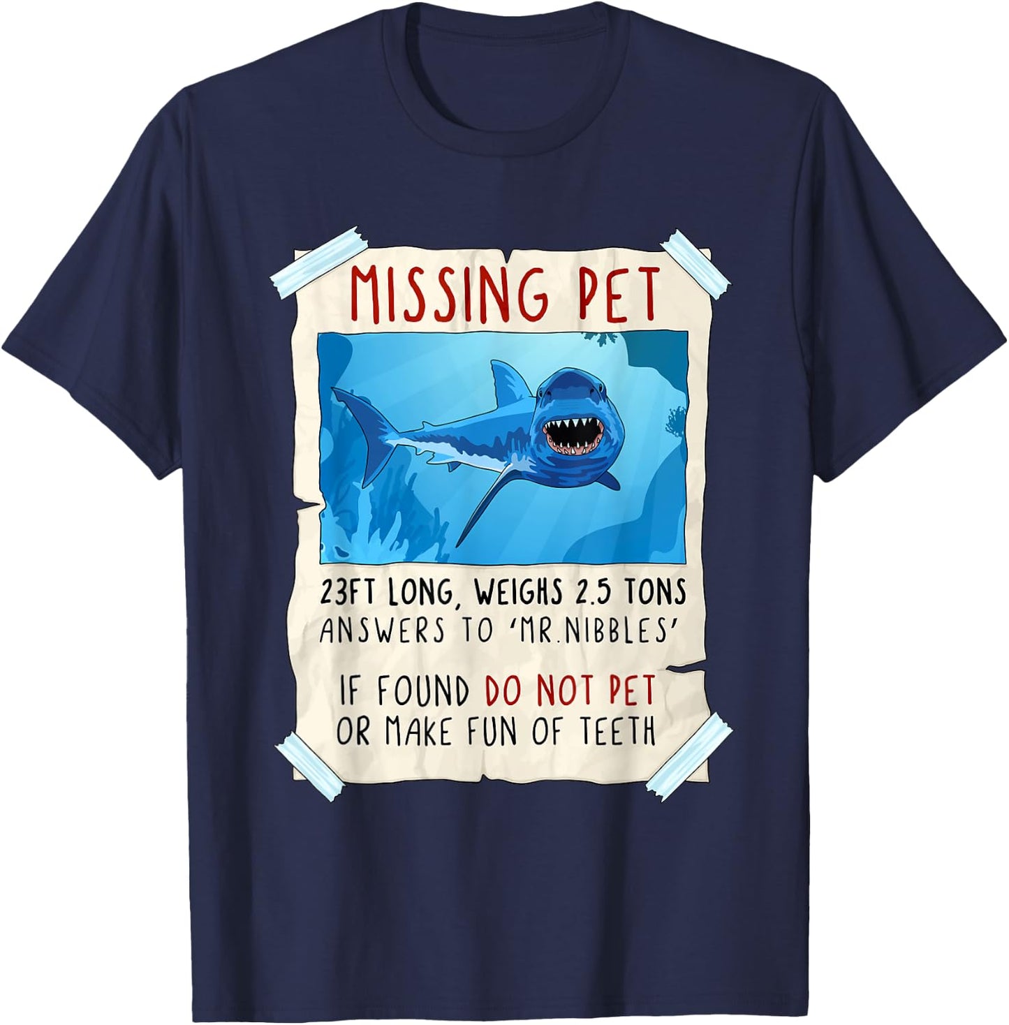 Funny Shark Lover, Shark Art, Sea Animals, Shark T-Shirt - T-Shirt | Navy