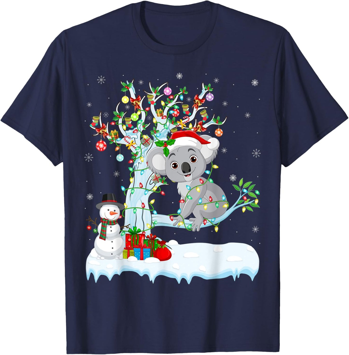 Koala Xmas Element Tree Lighting Koala Christmas T-Shirt - T-Shirt | Navy
