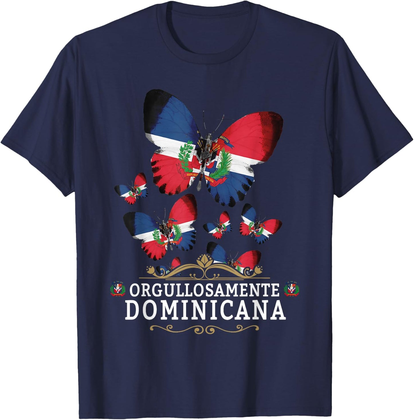 Republica Dominicana Butterfly & Dominican Flag T-Shirt - T-Shirt | Navy