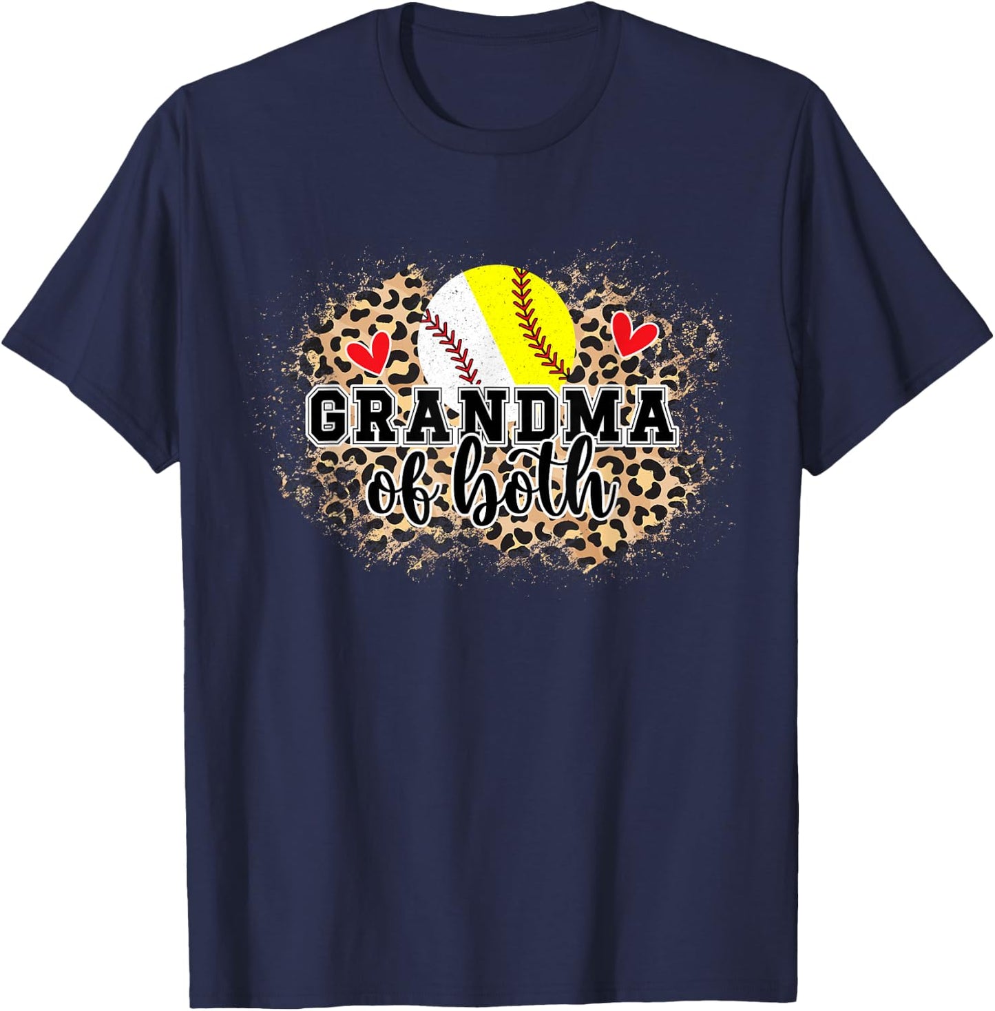Grandma Of Both Baseball Softball Grandma T-Shirt - T-Shirt | Navy