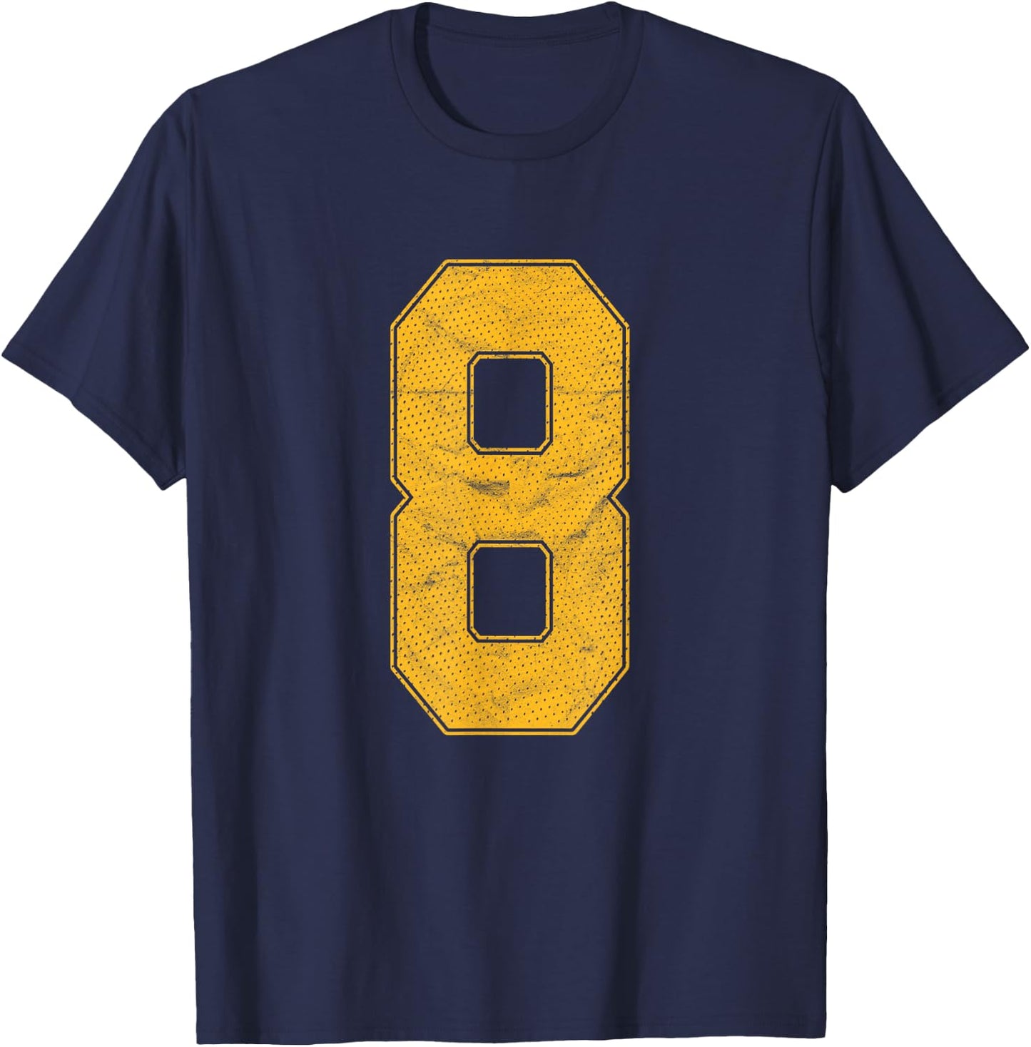 Number 8 Numbered Uniform Sports Team Jersey 8th Birthday T-Shirt - T-Shirt | Navy