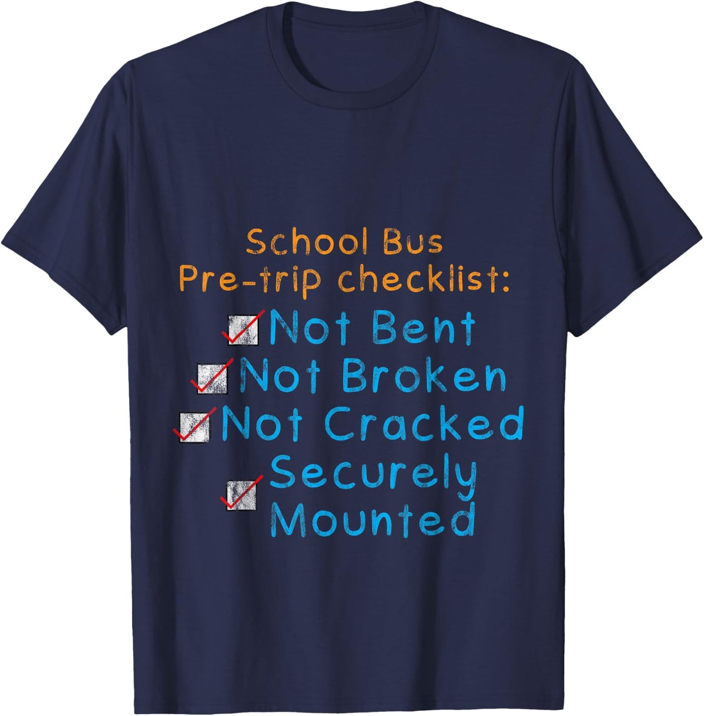 School Bus Pre-trip Checklist T-Shirt - T-Shirt | Navy