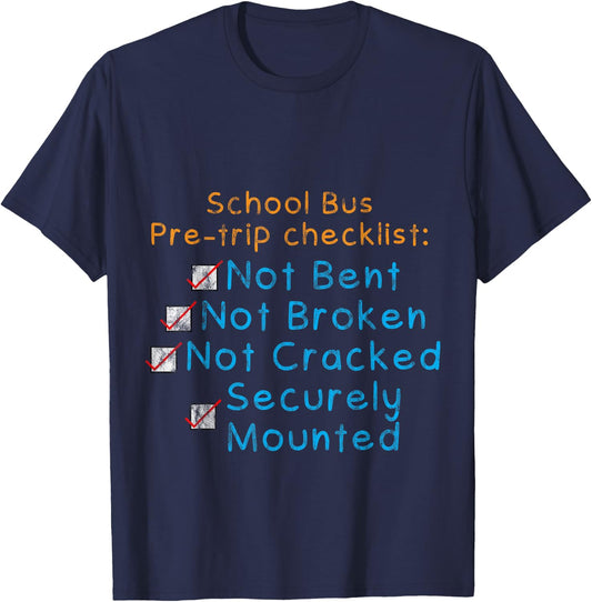 School Bus Pre-trip Checklist T-Shirt - T-Shirt | Navy