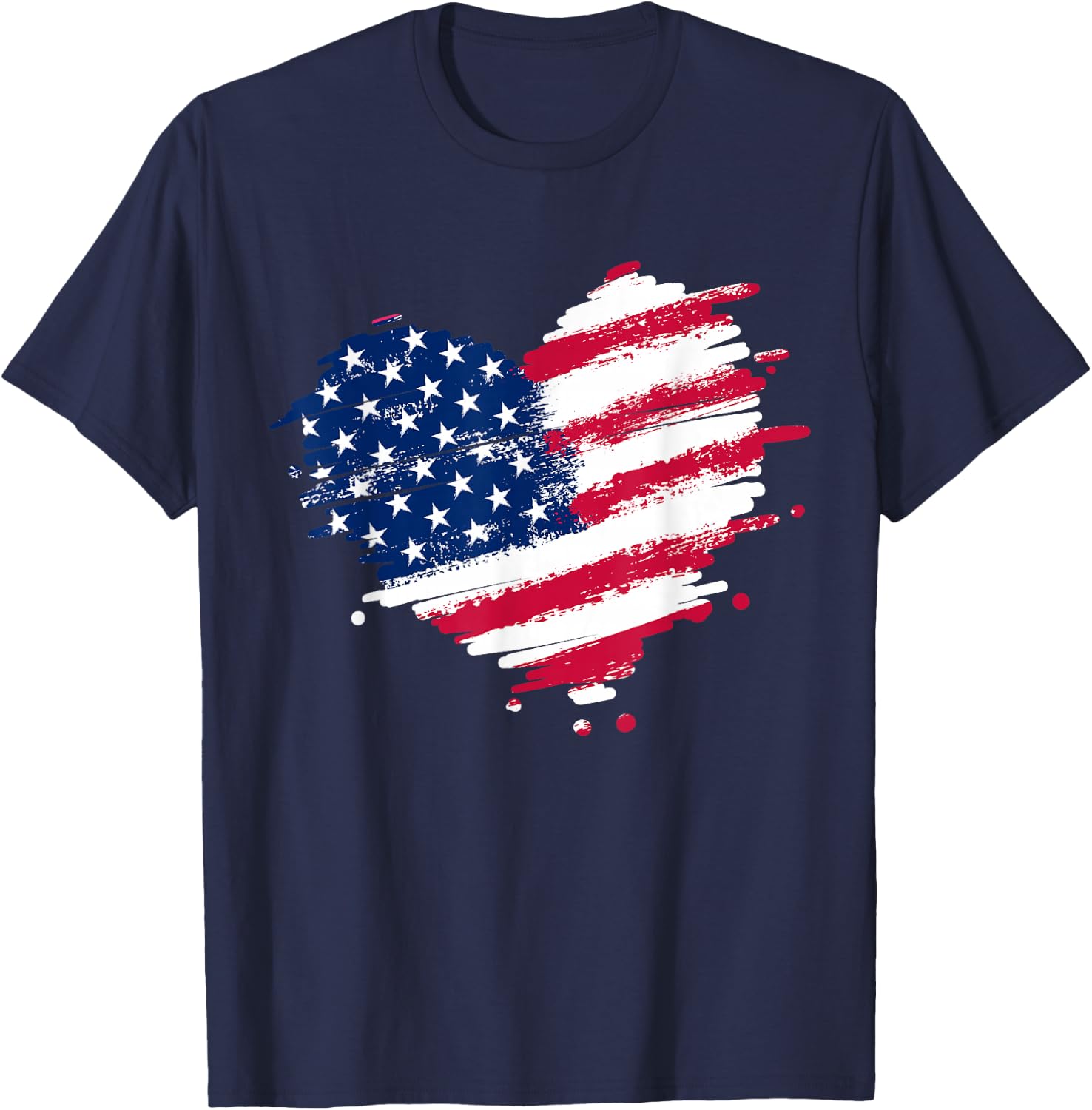 4th of July Heart USA American Flag Patriotic Men Women T-Shirt - T-Shirt | Navy