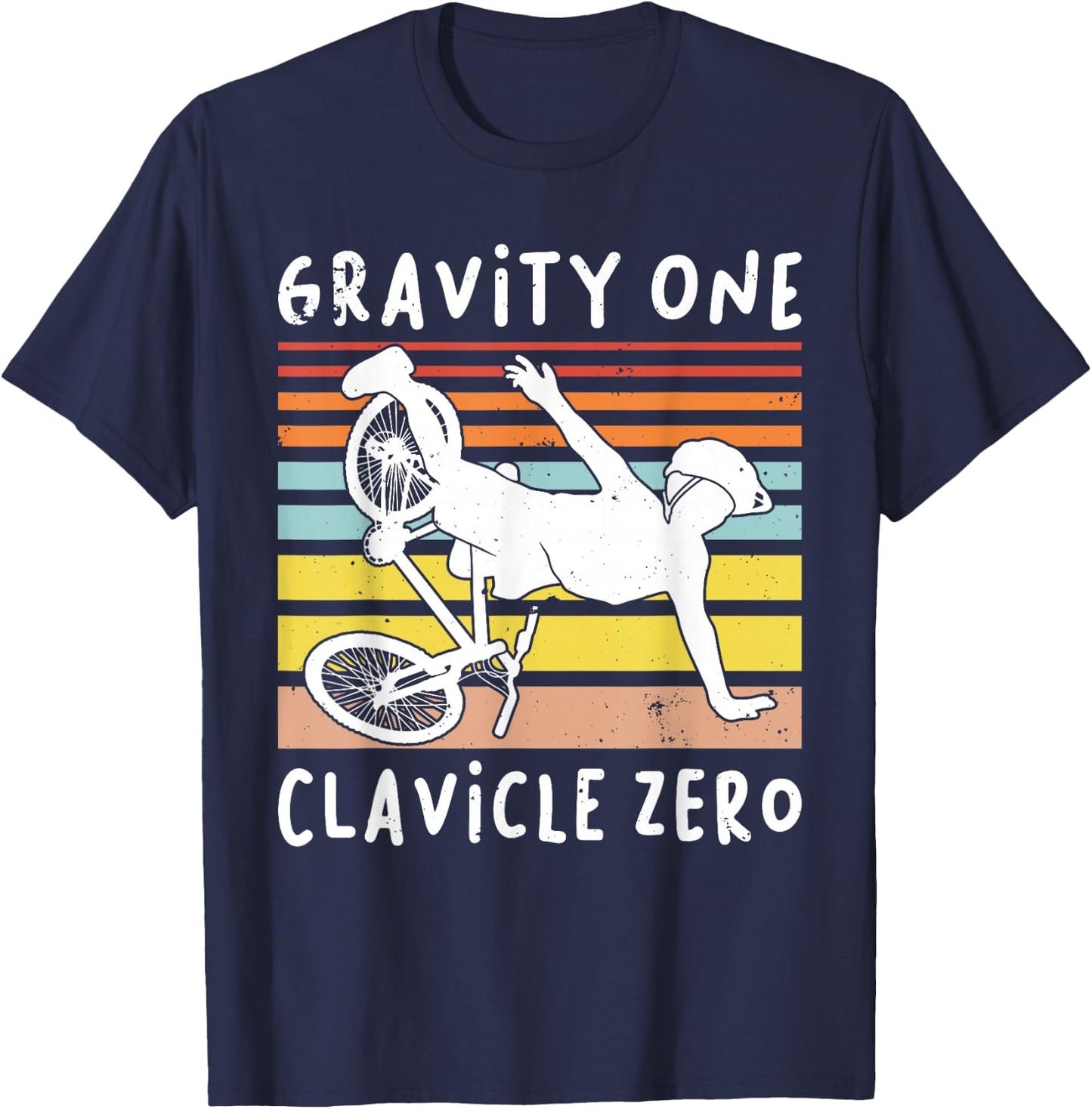 BROKEN COLLARBONE: Clavicle Zero, Cycling, Biker, Bike T-Shirt - T-Shirt | Navy