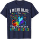 Grandma Grandpa I Wear Blue For My Grandson Autism Awareness T-Shirt - T-Shirt | Navy