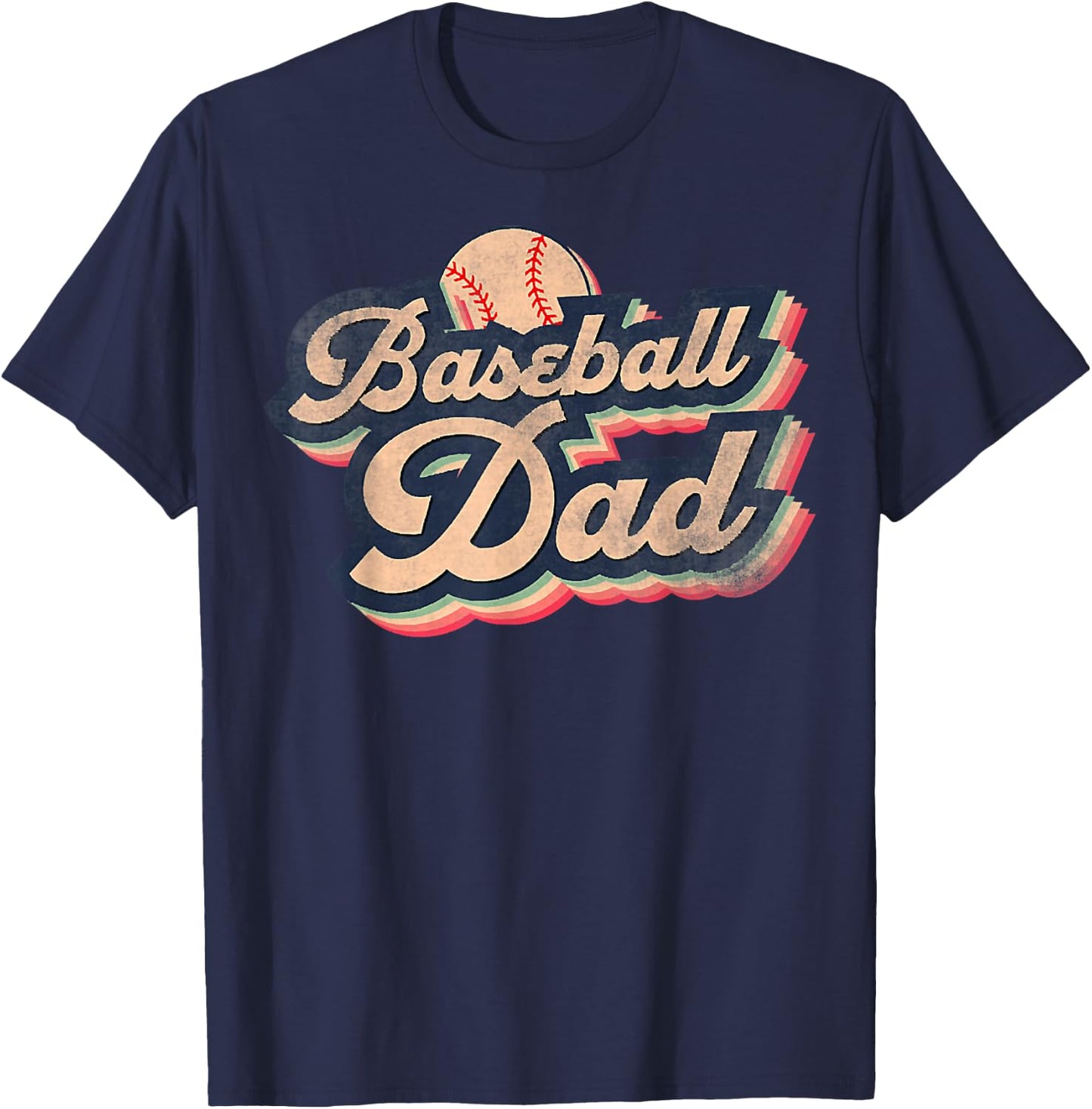 Retro Vintage Baseball Dad, T-Ball Dad, Ball Fathers Day T-Shirt - T-Shirt | Navy