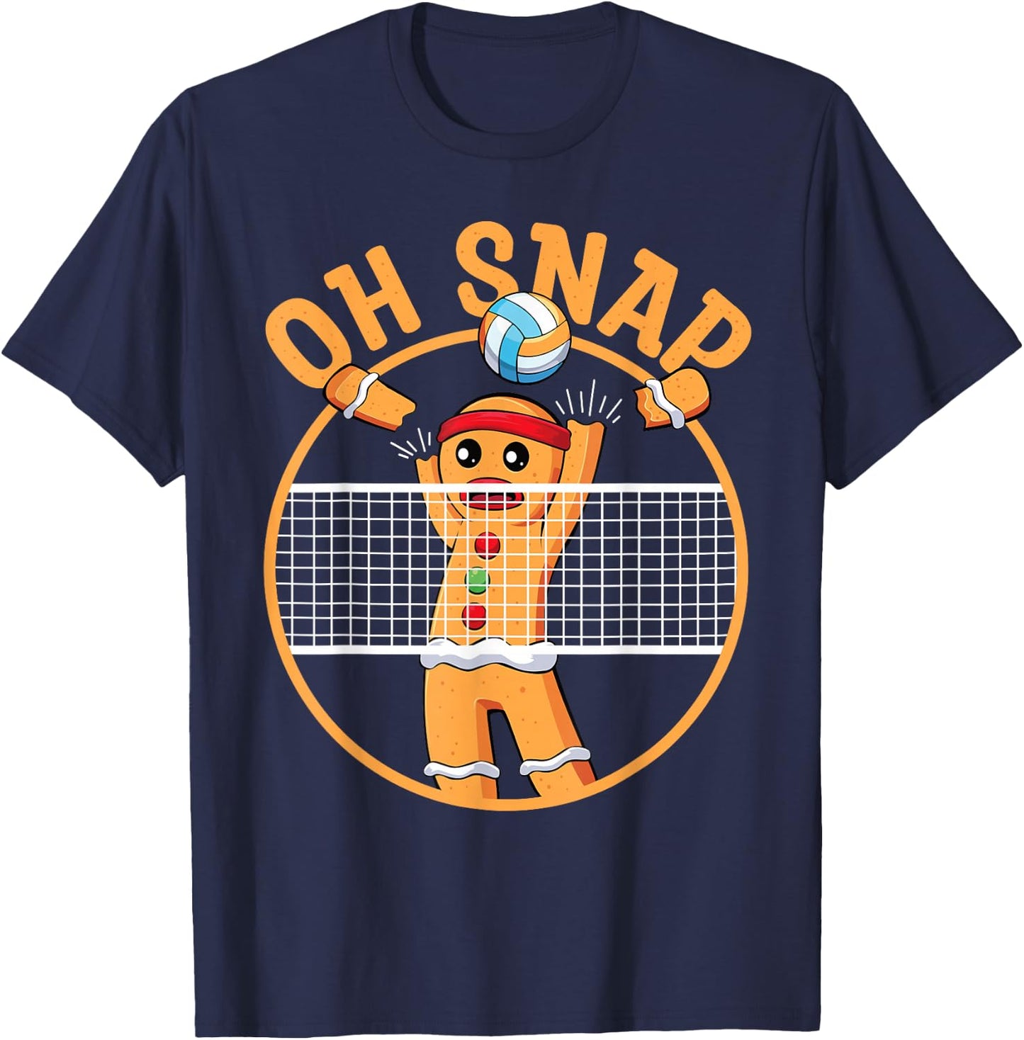 Oh Snap Gingerbread Man Christmas Volleyball T-Shirt - T-Shirt | Navy