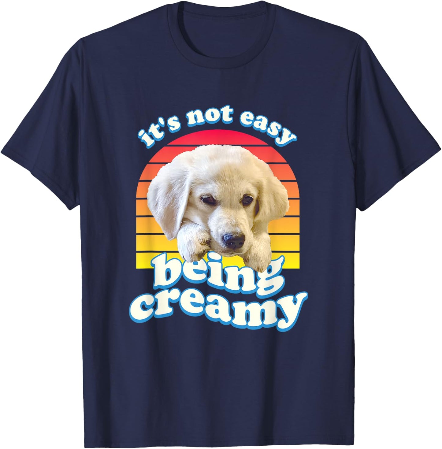 English Cream Golden Retriever Funny ECGR Puppy Vintage 80's T-Shirt - T-Shirt | Navy