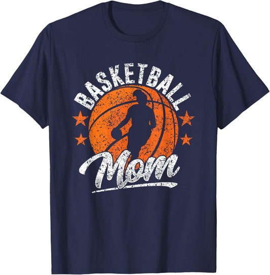 Basketball Mom Coach Match Player Team Mother Mommy Mama T-Shirt - T-Shirt | Navy