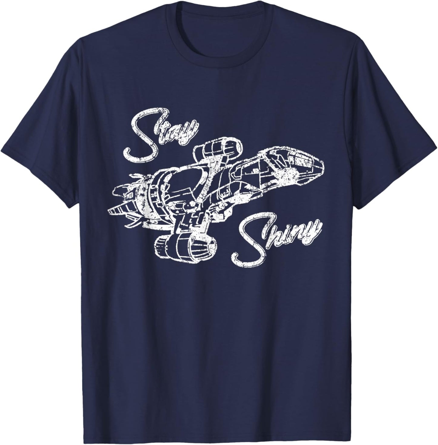 Shiny Since 2002 Vintage Firefly Serenity Black & White T-Shirt - T-Shirt | Navy