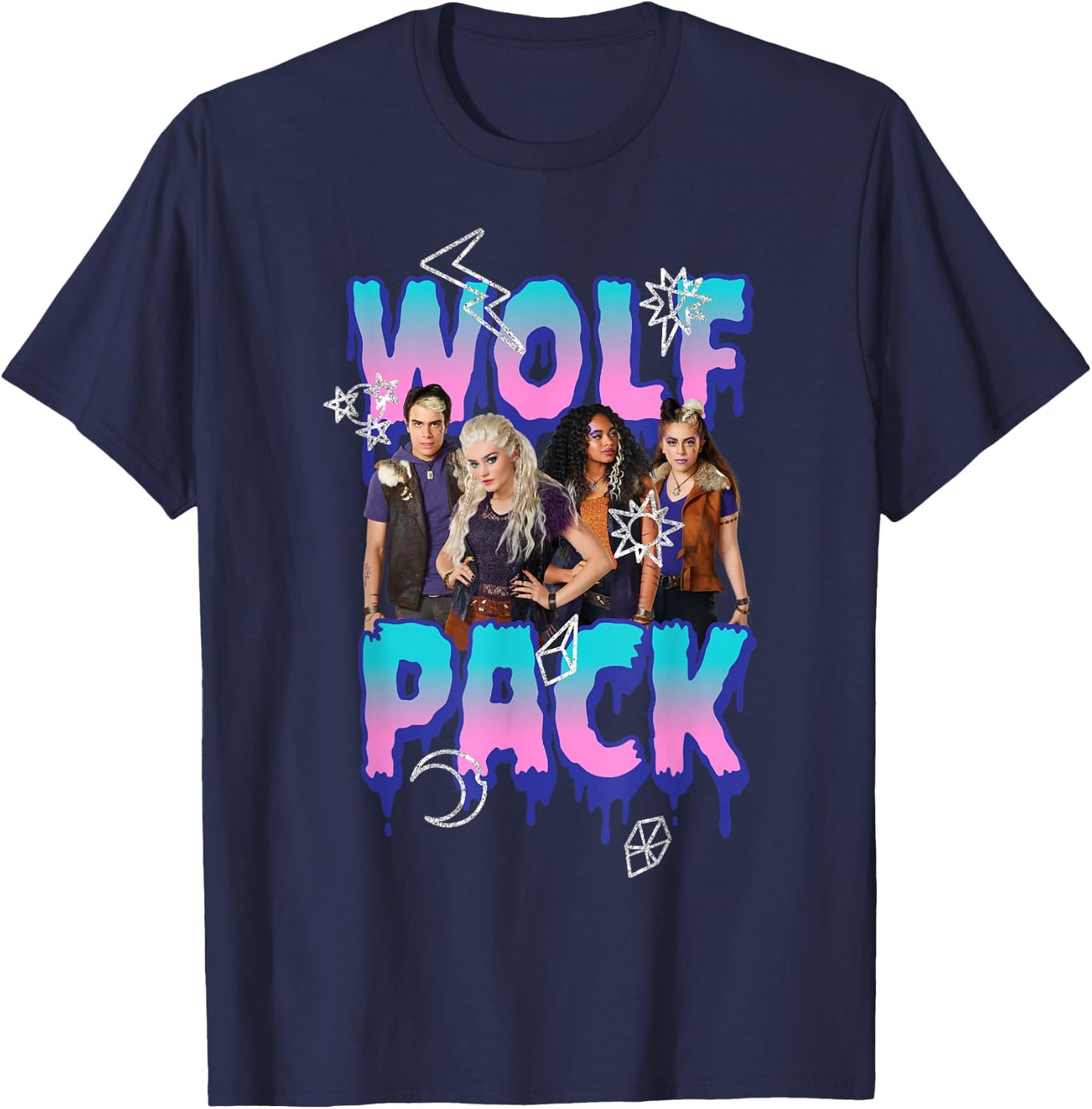 Disney Zombies Group Shot Wolf Pack Doodles T-Shirt - T-Shirt | Navy