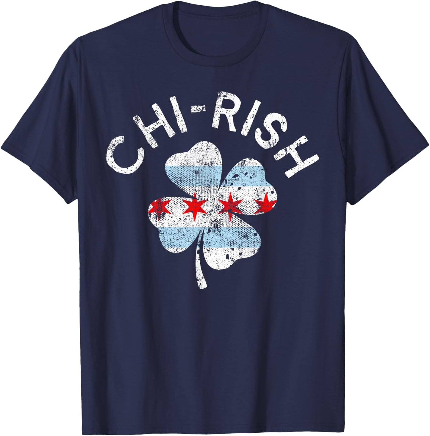 Chi-rish Chicago Flag Lucky Clover St. Patrick's Day T-Shirt - T-Shirt | Navy