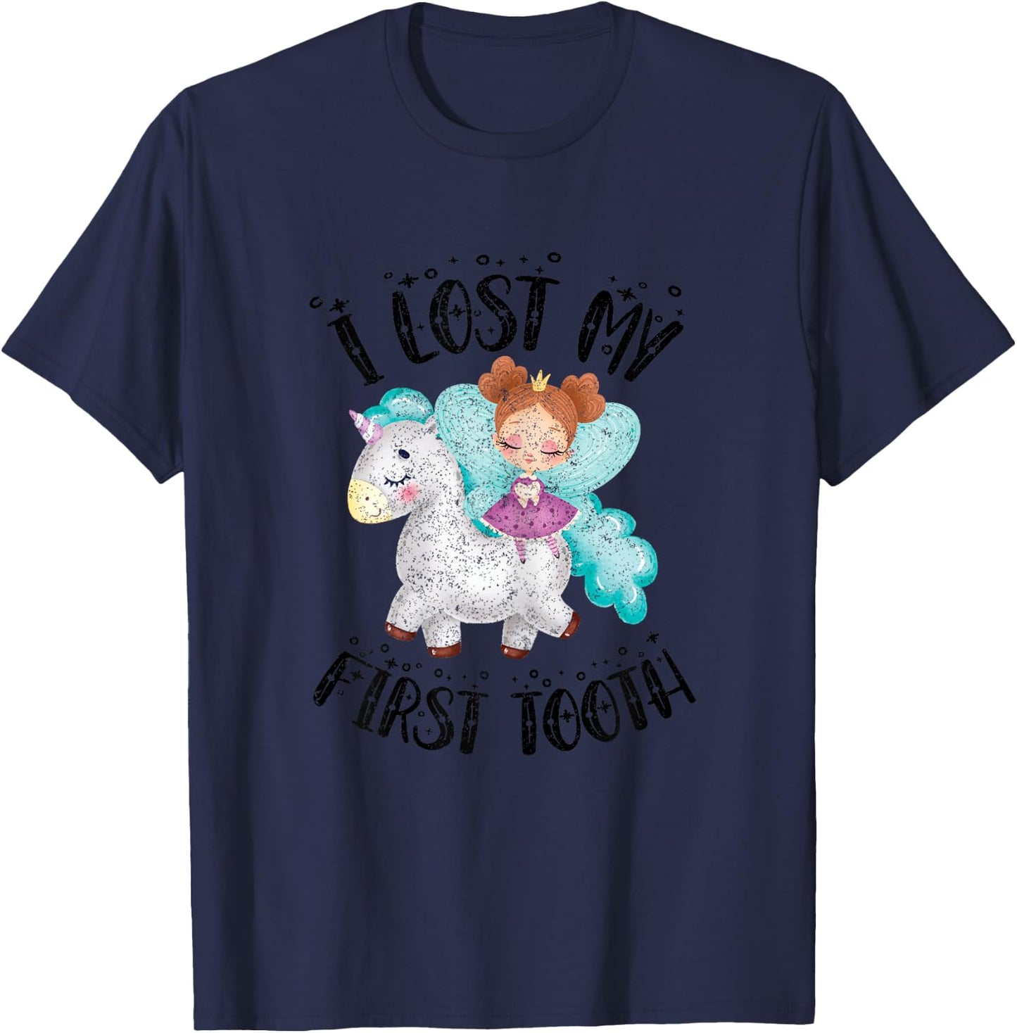 Cute Novelty I Lost My First Baby Tooth Out Fairy Unicorn T-Shirt - T-Shirt | Navy