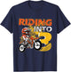 Kids Riding Into 3 Years Old Dirt Biker 3rd Birthday Boys Kids T-Shirt - T-Shirt | Navy