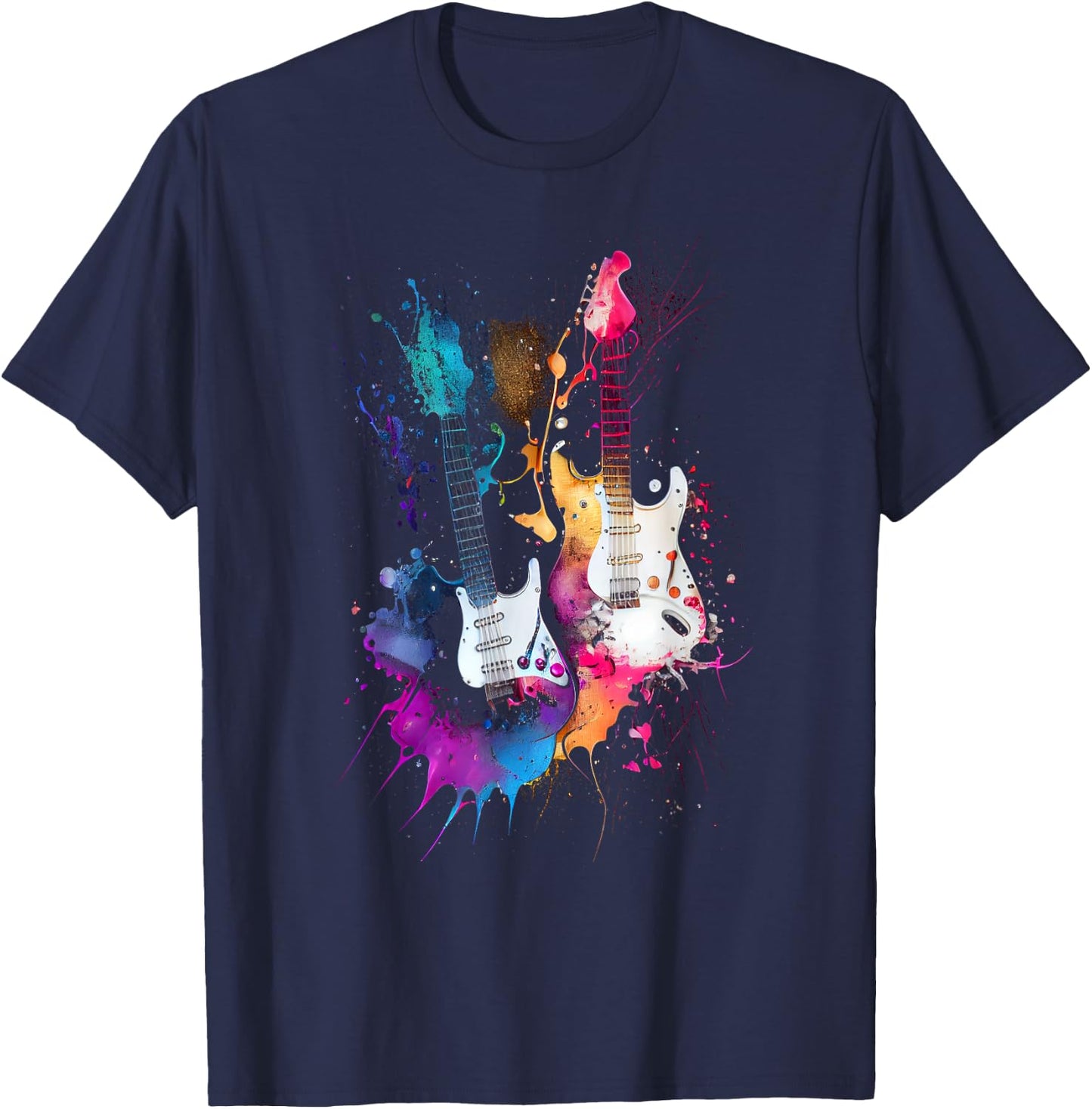 Guitars Musicians Guitarists T-Shirt - T-Shirt | Navy