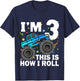 Kids Monster Truck Shark 3rd Birthday Boy Toddler 3 Three T-Shirt - T-Shirt | Navy