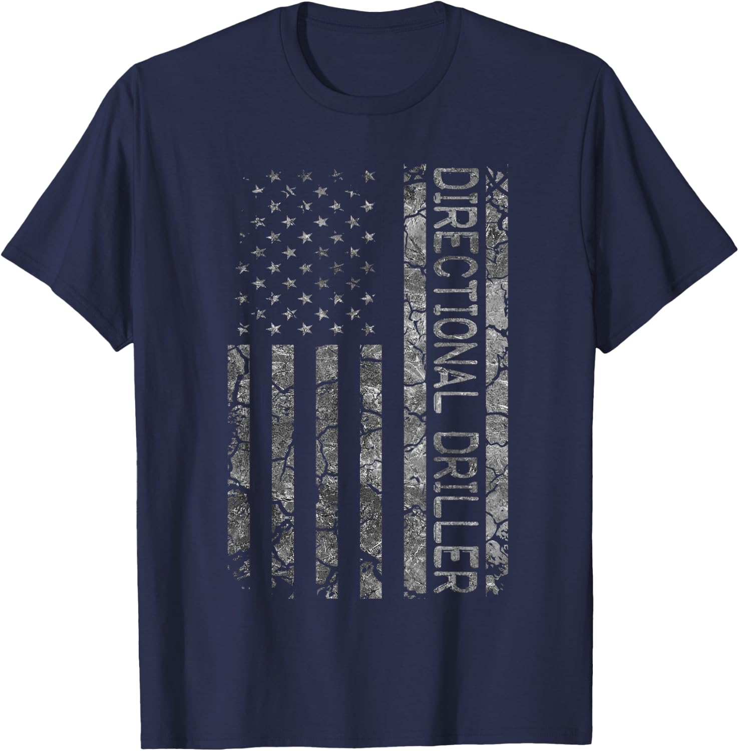 American Flag Job Title Worker Funny Directional Driller Men T-Shirt - T-Shirt | Navy