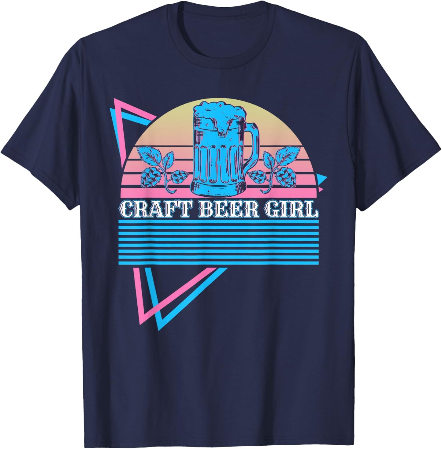 Craft Beer Girl Retro Craft Beer Girl T-Shirt - T-Shirt | Navy