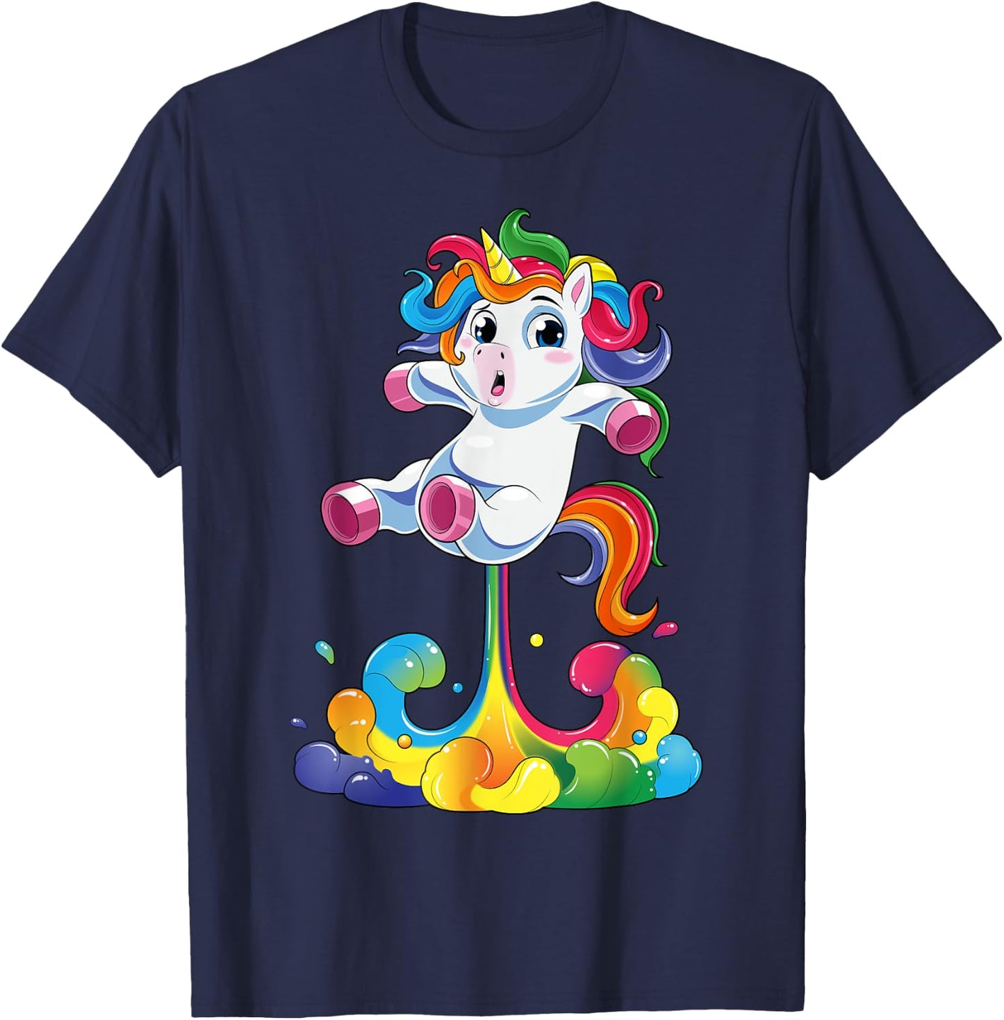 Unicorn Shirt Funny Magical Fart Unicorn Farting Rainbow T-Shirt - T-Shirt | Navy