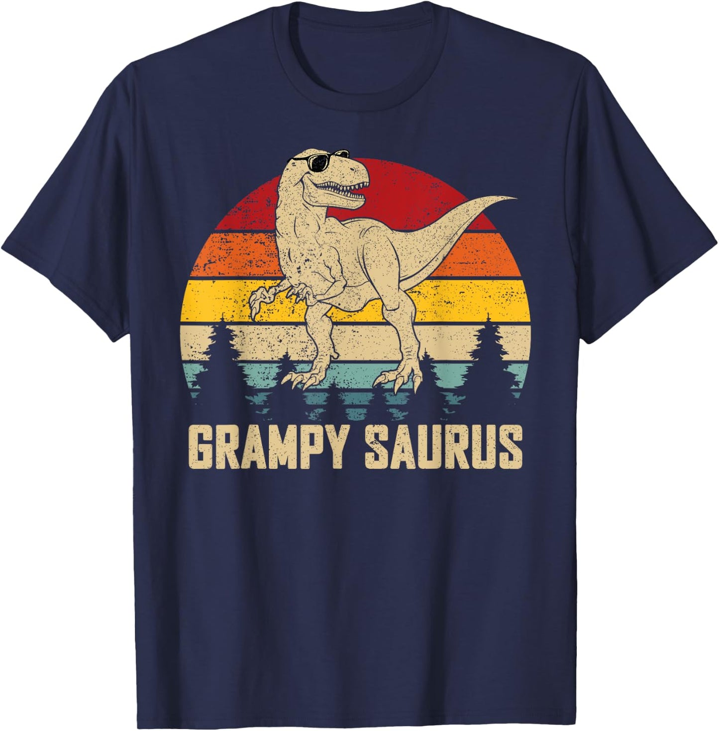 Grampysaurus T rex Dinosaur Dad Father's Day Grampy T-Shirt - T-Shirt | Navy