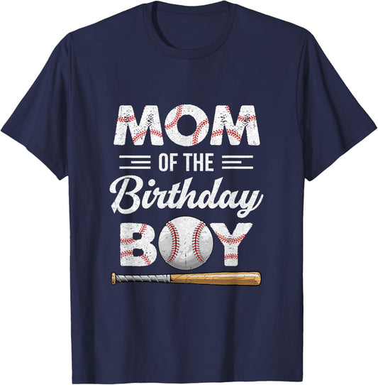 Mom Of The Birthday Boy Baseball Matching Family Party T-Shirt - T-Shirt | Navy
