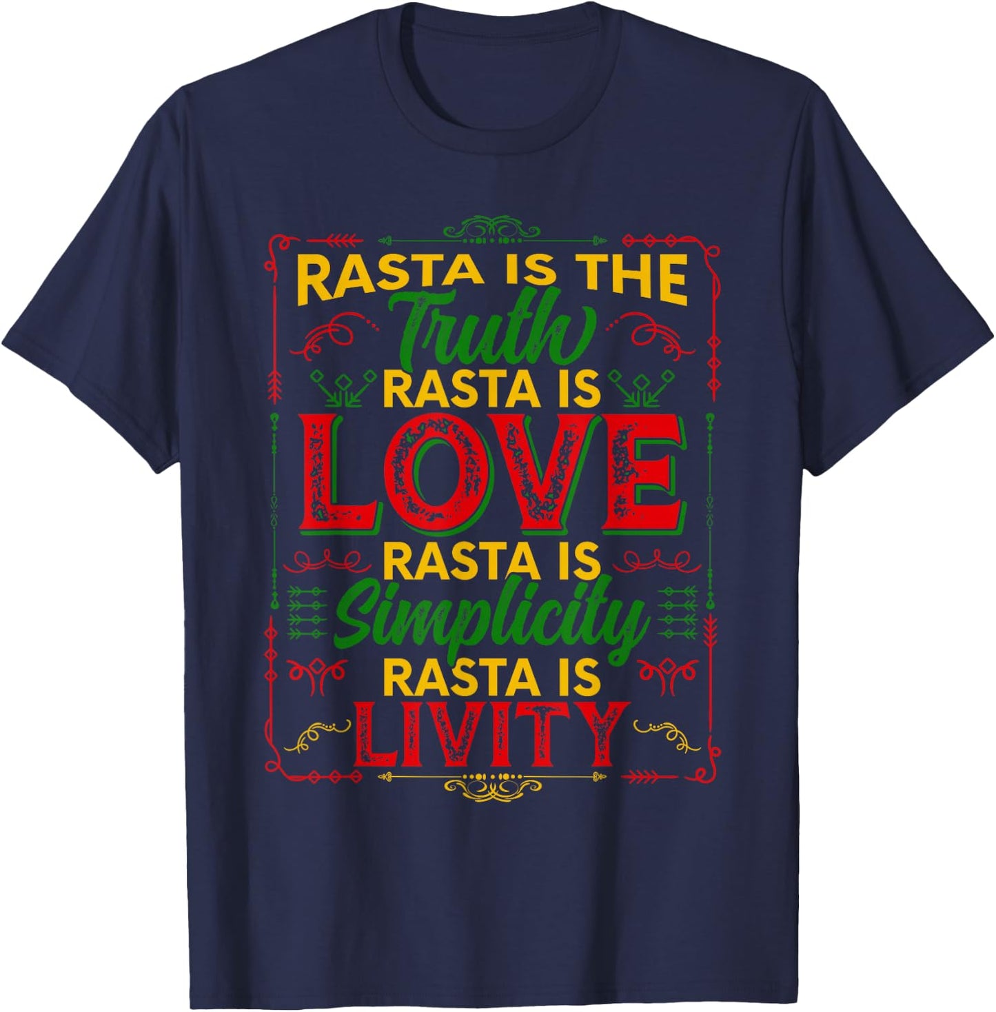 Rasta is The Truth Rasta is Love Rasta T-Shirt - T-Shirt | Navy