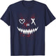 Evil Face | Heart Cross Smile | Satan Demon T-Shirt - T-Shirt | Navy