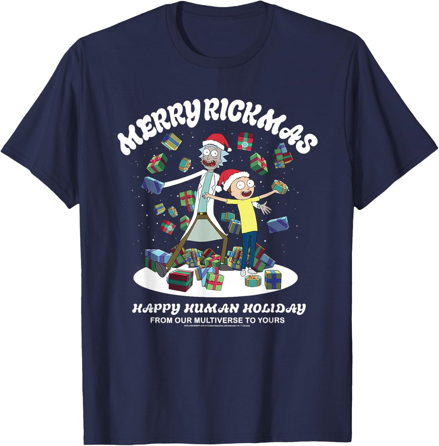 Rick and Morty Christmas Merry Rickmas Dark T-Shirt - T-Shirt | Navy