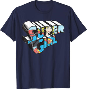 DC Supergirl Logo Character Distressed T-Shirt - T-Shirt | Navy