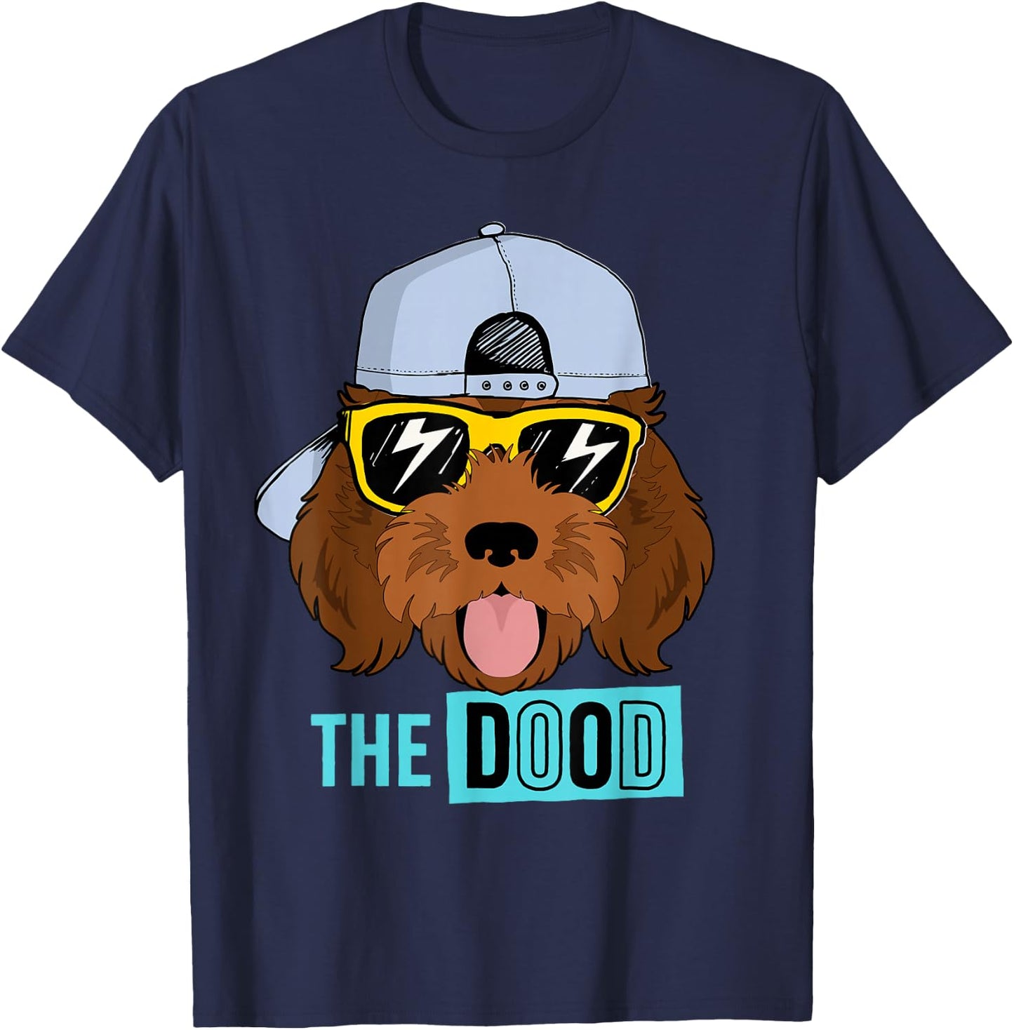 Chocolate Golden Doodle Dog, The Dood Brown Gooldendoodle T-Shirt - T-Shirt | Navy